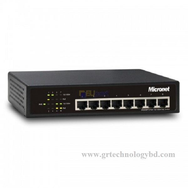 Micronet SP6008P 10/100 Mbps 8 Port Unmanage PoE Switch Image