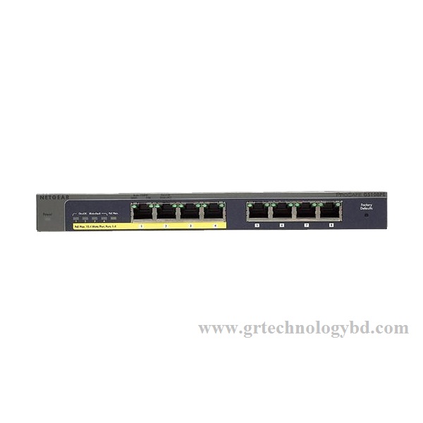 Netgear GS108PE 8-Port ProSafe Gigabit Manage Plus Desktop Switch (4-Port PoE + 4 Port Normal) Image