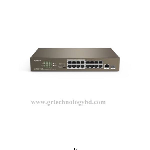 Tenda TEF1118P 18 (16-Port 10/100Mbps + 2 Gigabit) Web Smart PoE Switch Image